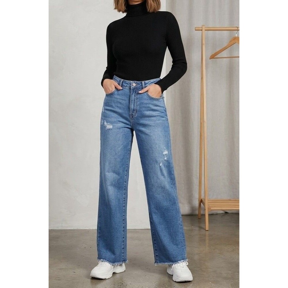 Altar'd State Wide Leg Distressed High Rise Jeans Women’s Sz 26 MDP-W180LT-F24